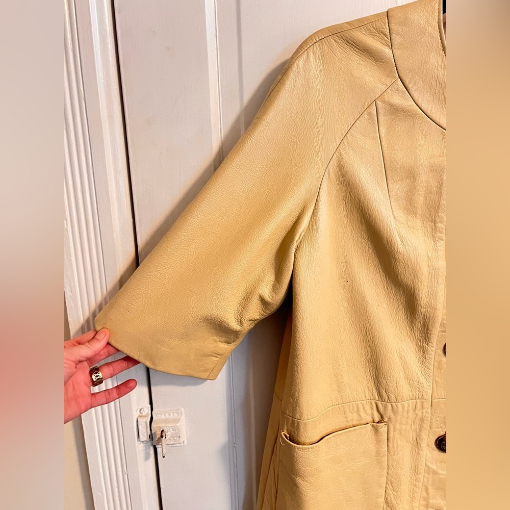 RARE Vtg 60s 70s Leathers by NEW ENGLAND SPORTSWEAR Coat USA Gold Crest Button - Picture 5 of 11